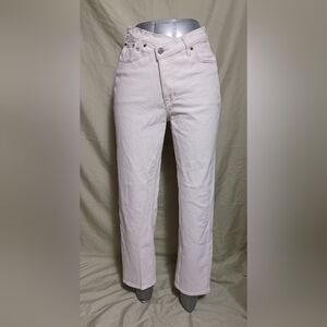 Abercrombie & Fitch The Dad High Rise Light Cream Straight Leg Jeans Size 6
